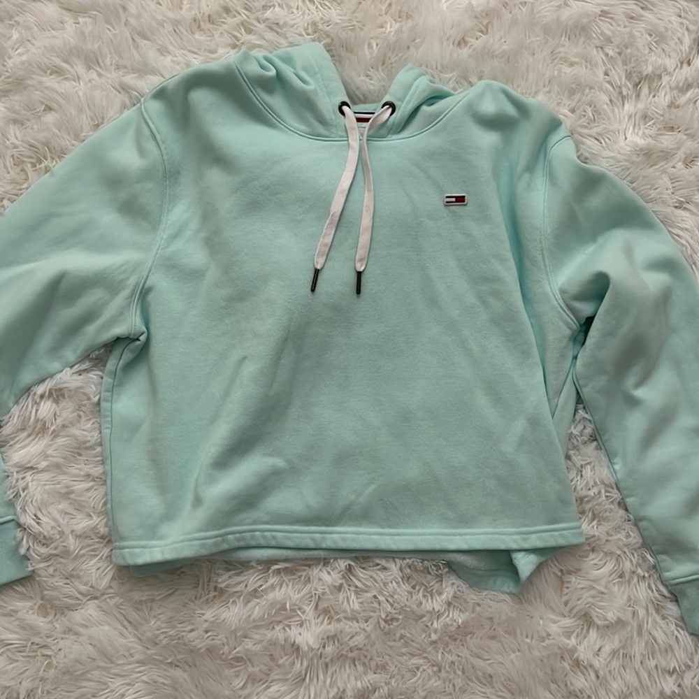 Tommy Hilfiger cropped mint green hoodie